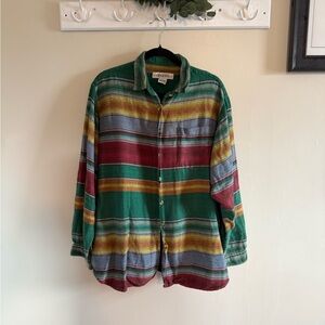 Venezia Western Green and Red Striped Shirt